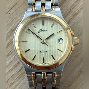 Belair Rare Luxury Ladies Watch Two-Tone Bracelet Case Gold Dial Date New Batt